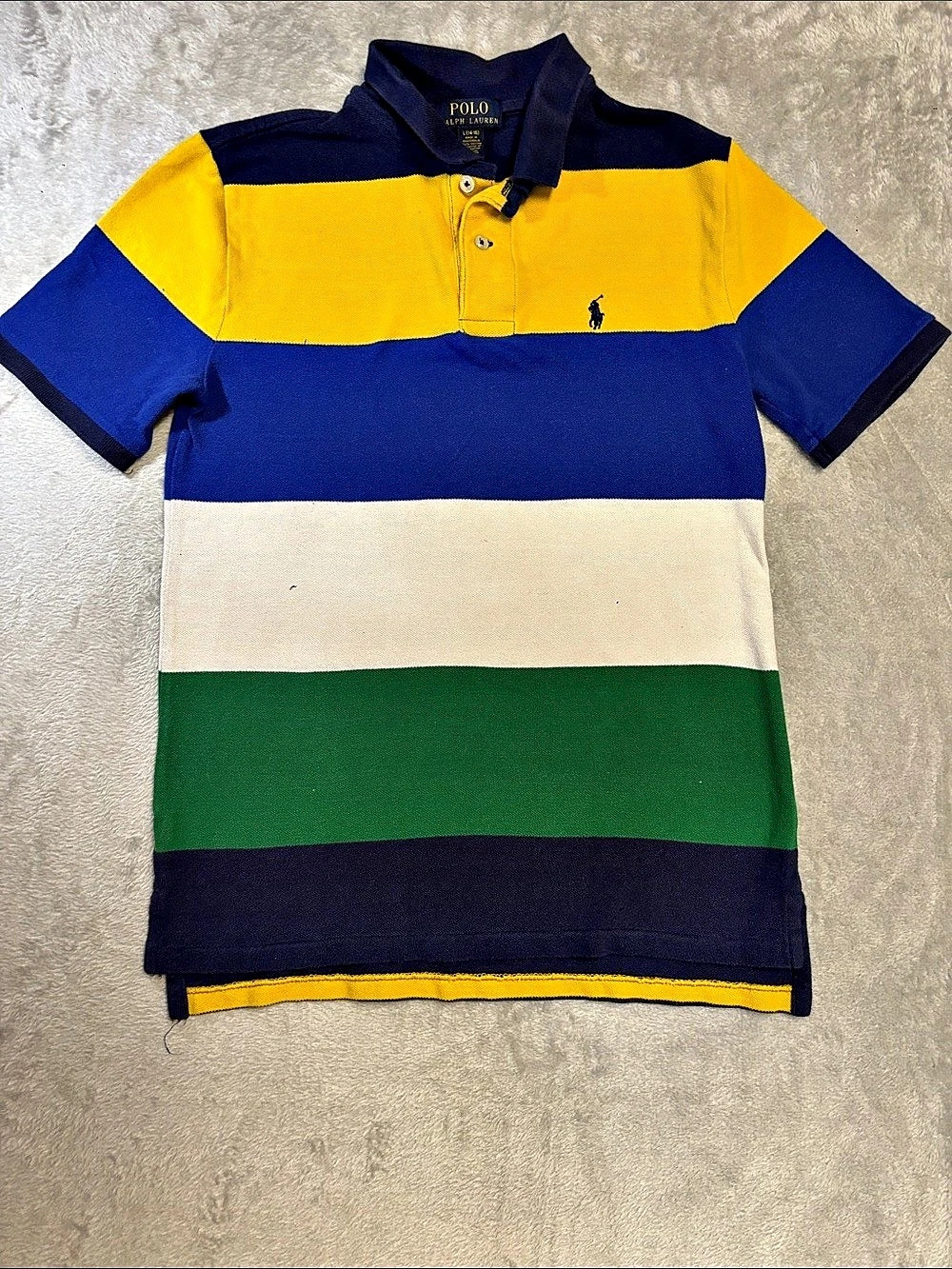 Polo Ralph Lauren Polo Shirt Color Block Blue & Yellow Boys L